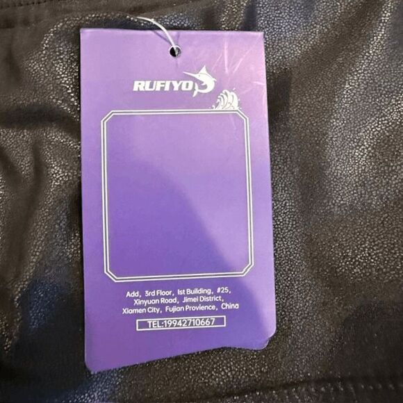NWT RUFIYO High Waist Faux Leather Leggings Black Stretch Size Medium - Picture 6 of 13